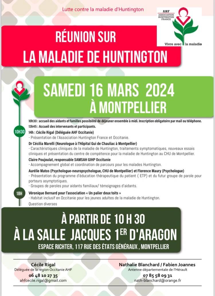 Rencontre sur la maladie de Huntington - 16 mars 2024