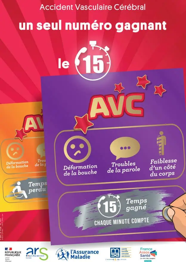 Affiche un seul numéro gagnant le 15, prévention AVC
