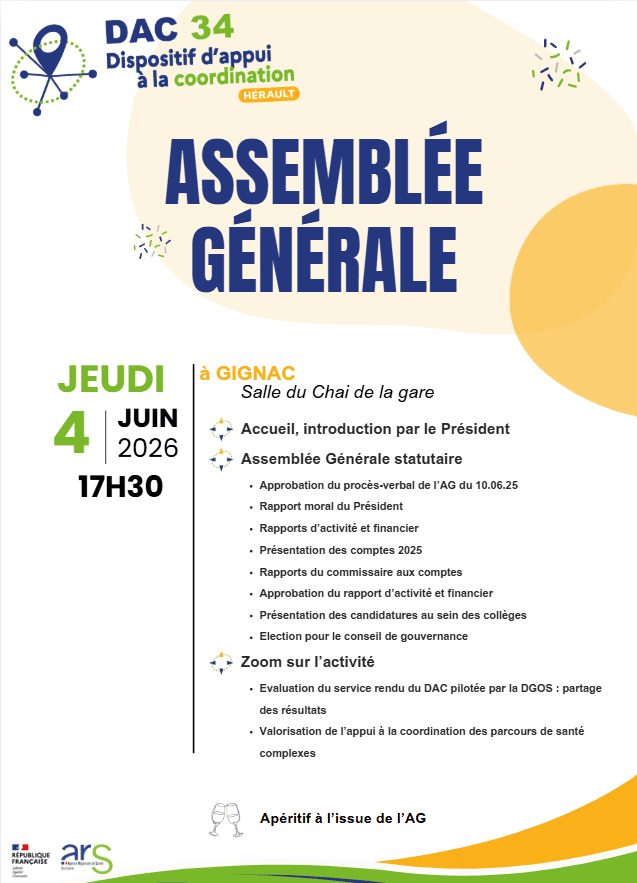 AG DAC 34 jeudi 4 juin 2026 17h30 à gignac salle du chai de la gare